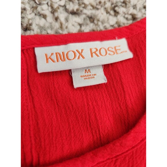 KNOX ROSE Top Womens Medium Bright Red Holiday Boho Peasant Country - Picture 4 of 6